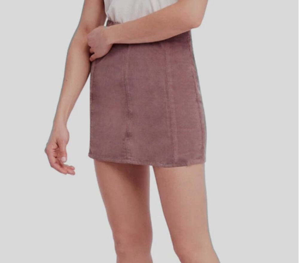 Free People Women's Birchwood Taupe Brown Corduroy Femme Mini Skirt Size 4